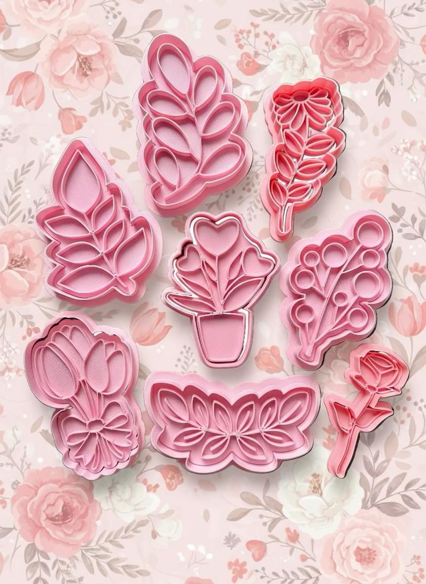 CORTADORES DE GALLETAS FLORES Y HOJAS