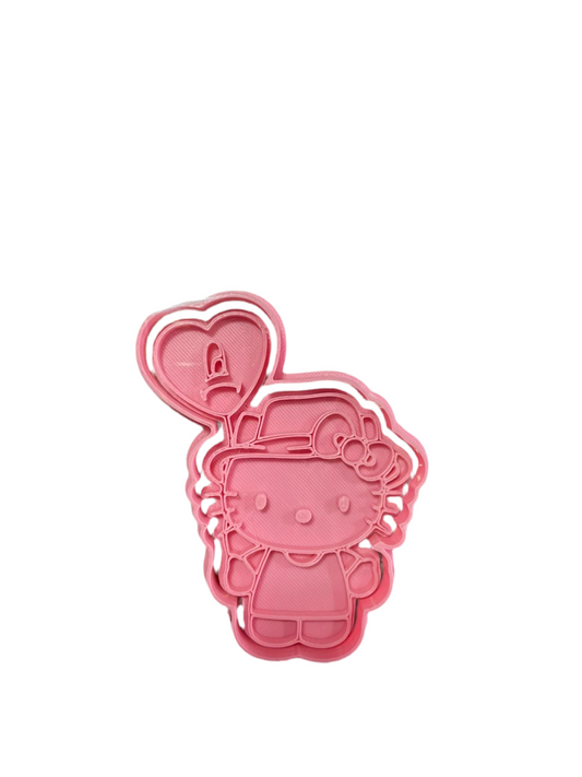 Cortador más marcador de galletas, Hello Kitty con globo