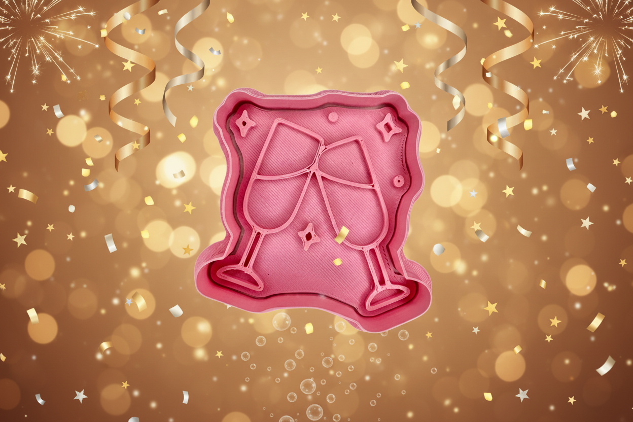 Cortador más marcador de galletas, Copas brindis año nuevo