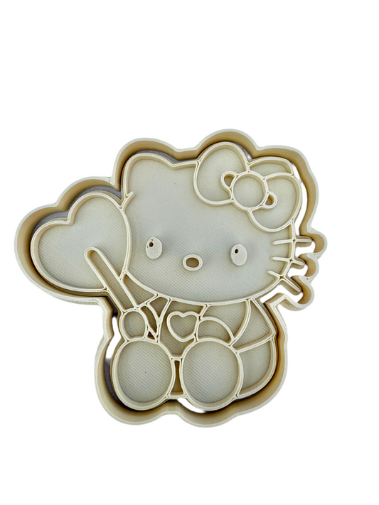 Cortador más marcador de galletas, Hello kitty globo corazón