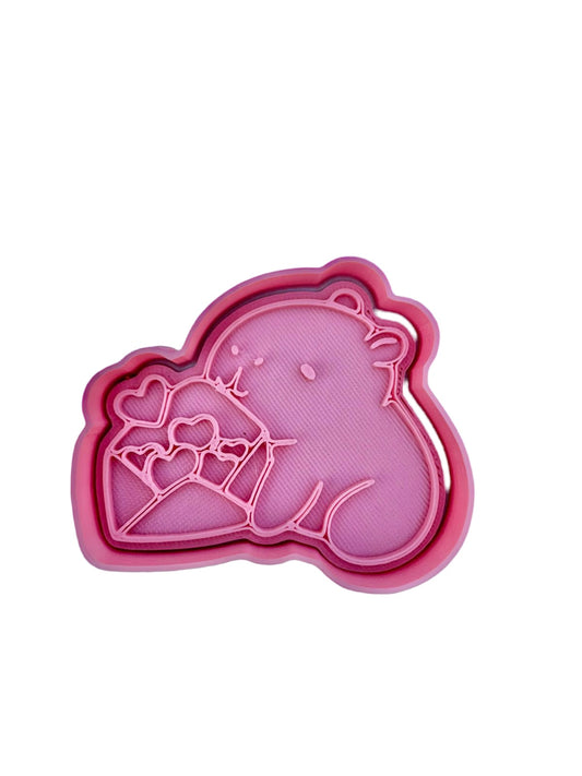 Cortador más marcador de galletas, Capibara carta de corazones