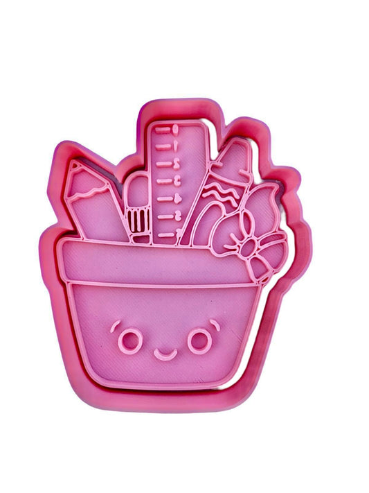 Cortador más marcador de galletas, Canasta útiles escolares