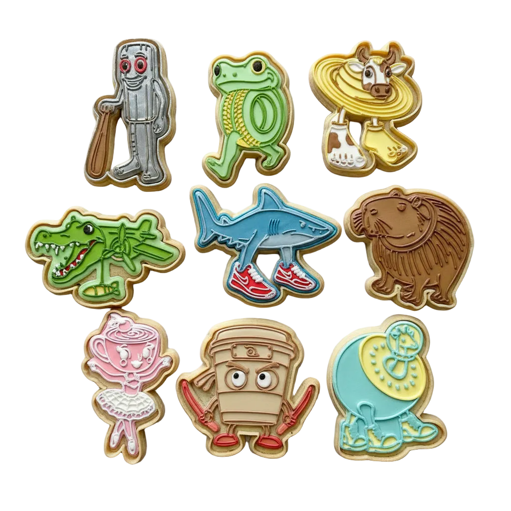Set Cortadores mas marcadores de galletas , Brainrot 9Pzs