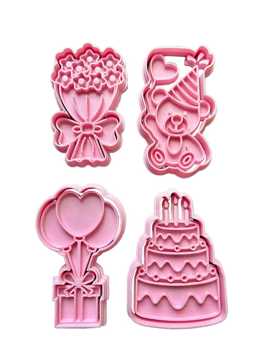 Set Cortadores más marcadores de galletas, Cumpleaños