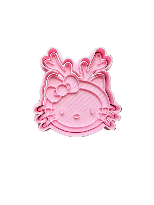 Cortador más marcador de galletas ,Hello kitty cuernos navidad