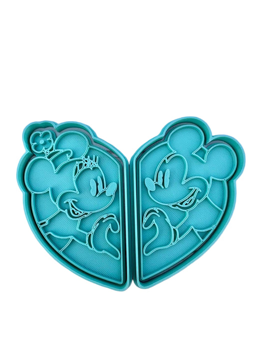 Cortador más marcador de galletas, Set Mickey y Minnie Corazón (2piezas)