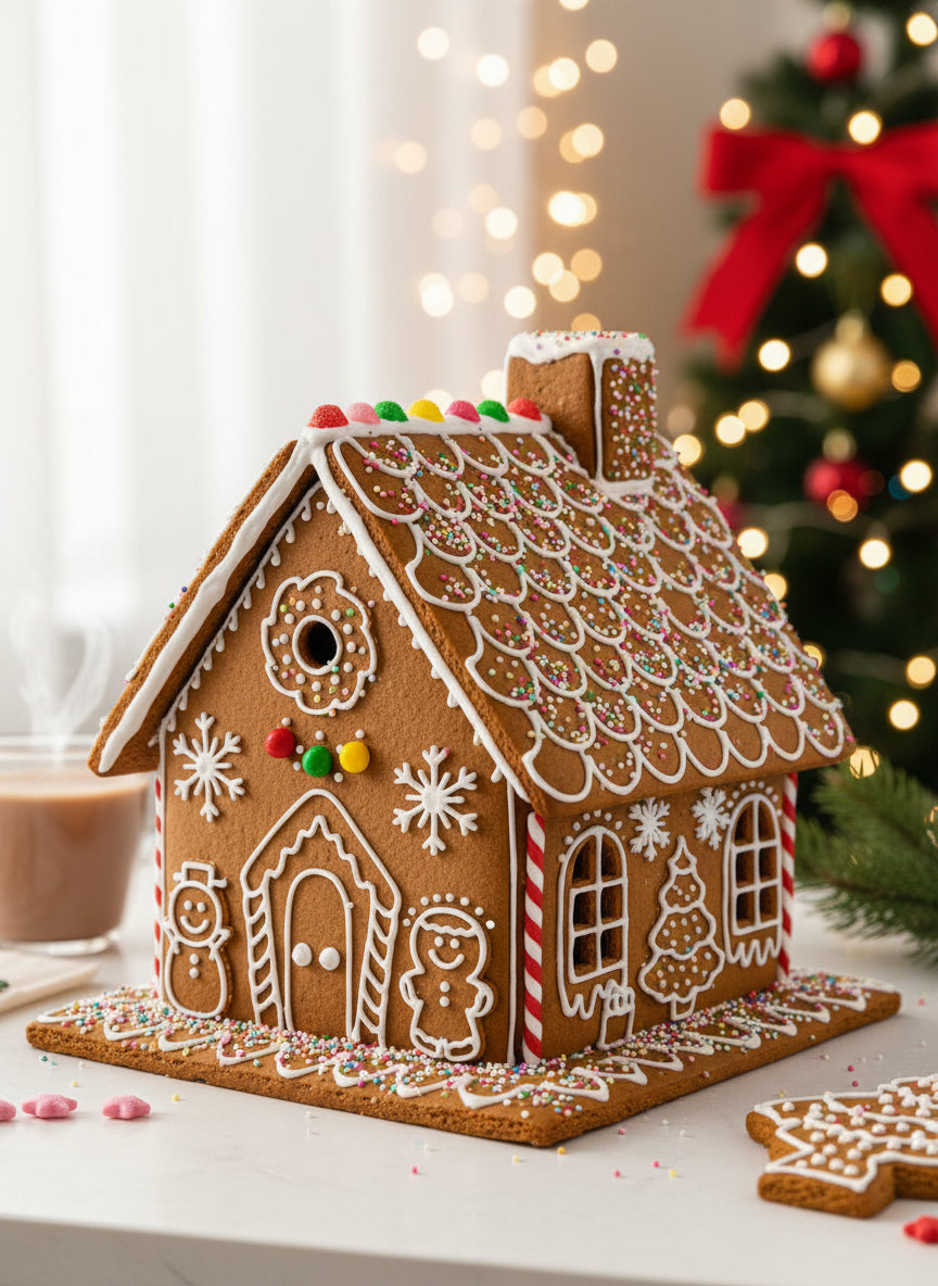 Set cortadores más marcadores de galletas, casa de jengibre armable 12 cm