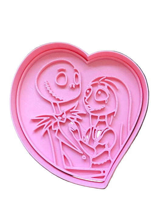 Cortador más marcador de galletas, Jack y Sally corazón