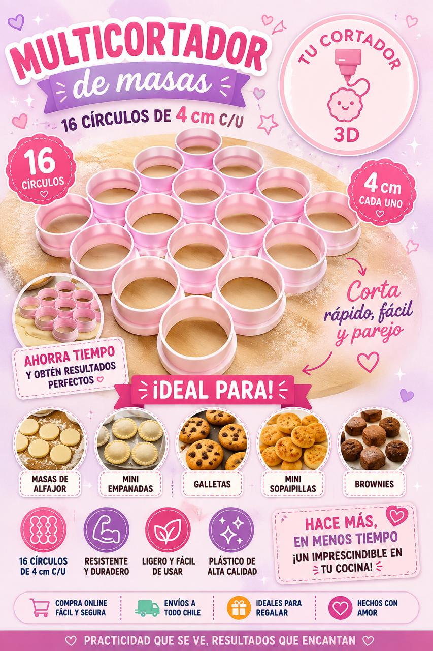 Multicortador de masas 16 Circulos 4 cm